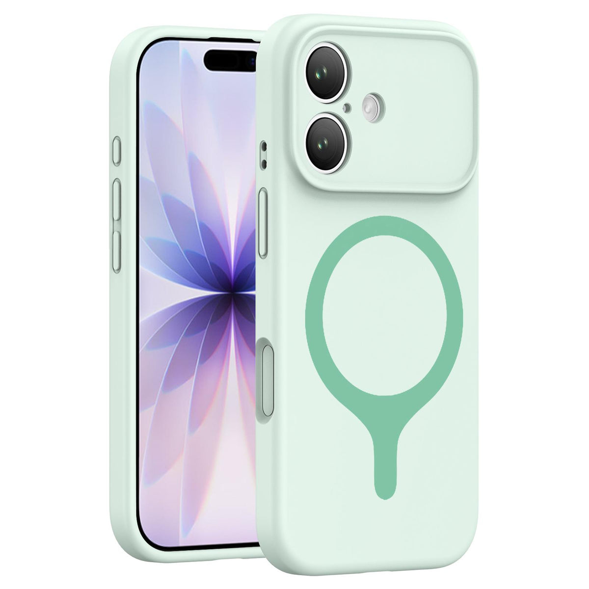 For iPhone 17 Transforms Into 17 Series Liquid Silicone Magnetic Phone Case - Green - EDA009893603D
