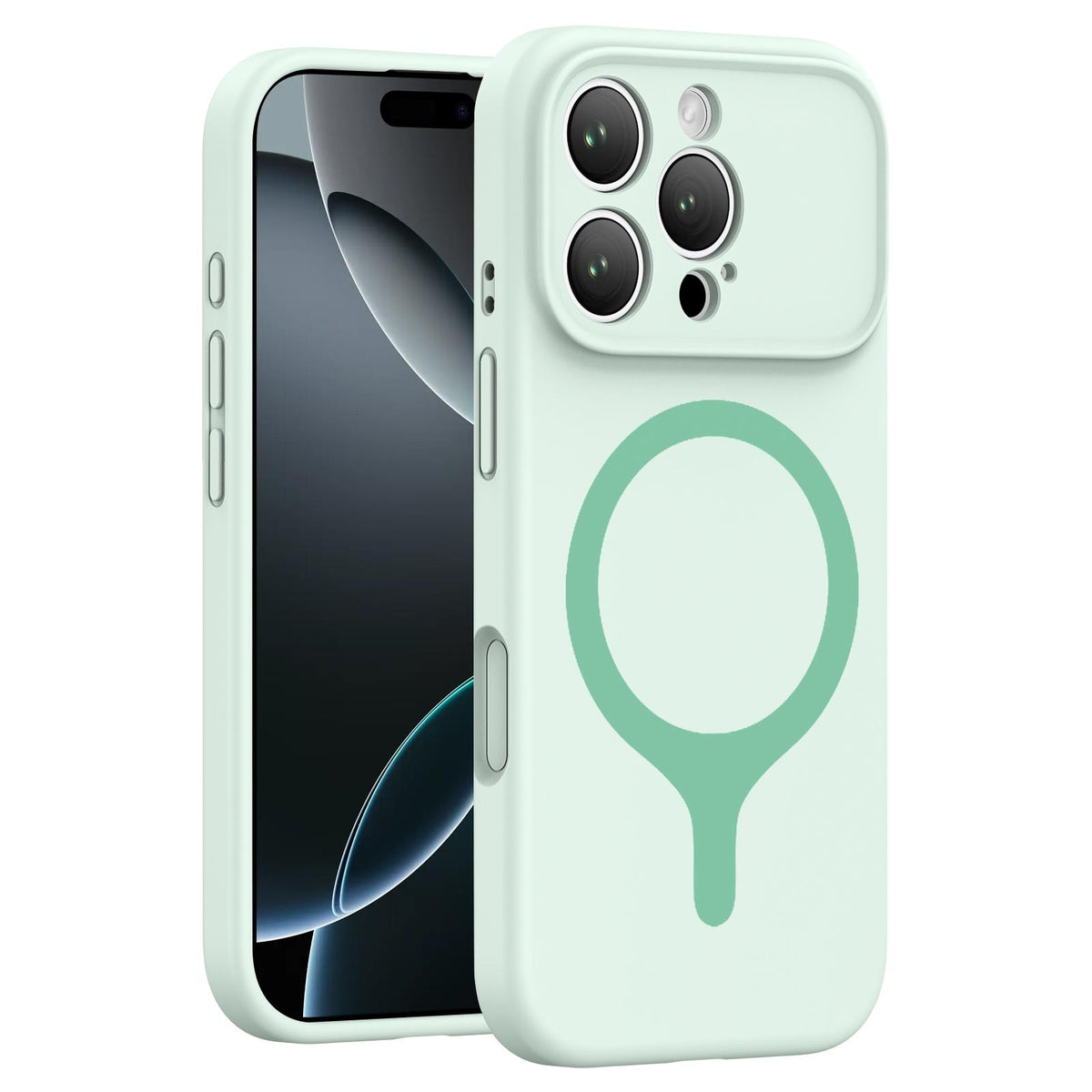 For iPhone 16 Pro Max Transforms Into 17 Series Liquid Silicone Magnetic Phone Case - Green - EDA009893605D