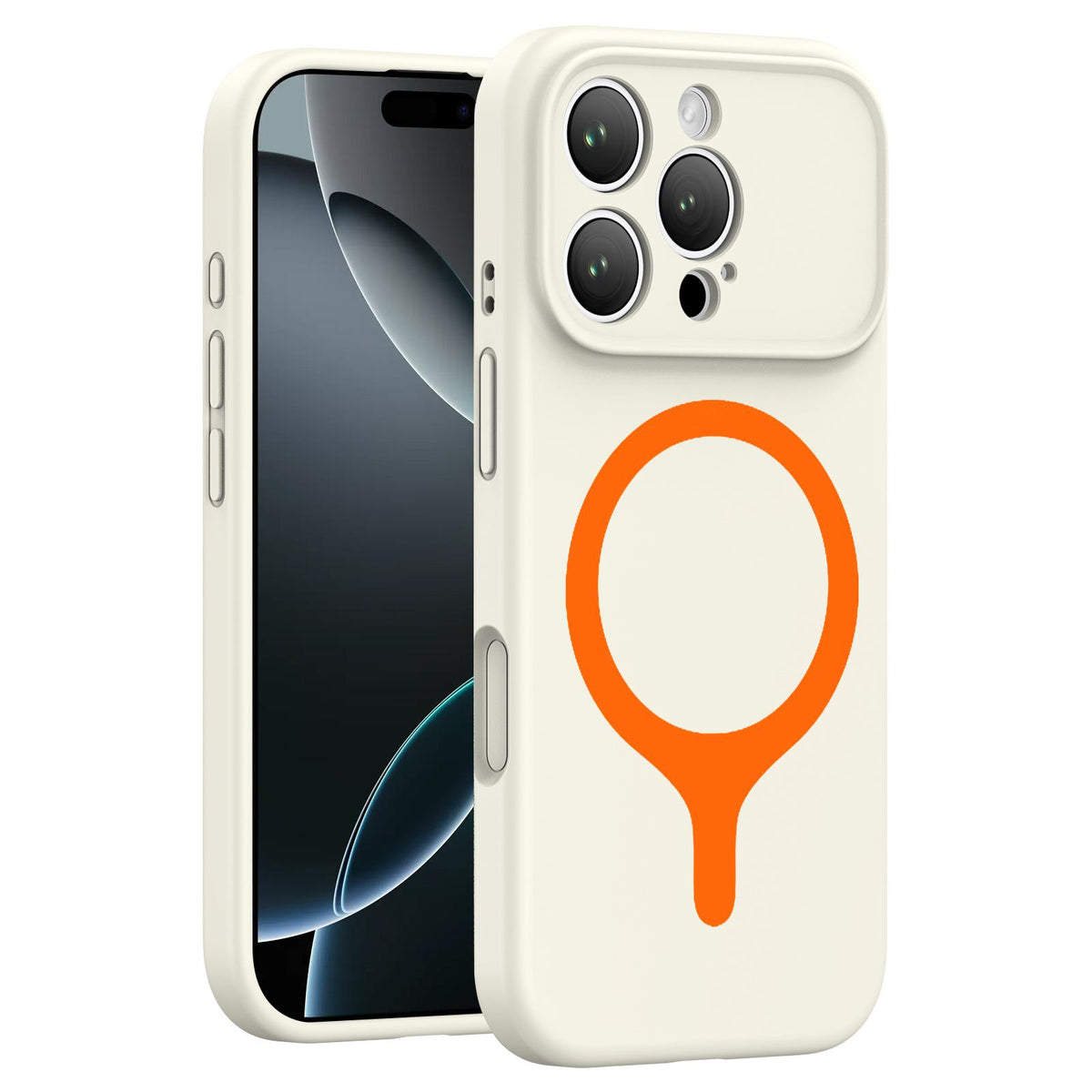 For iPhone 16 Pro Transforms Into 17 Series Liquid Silicone Magnetic Phone Case - White - EDA009893606A