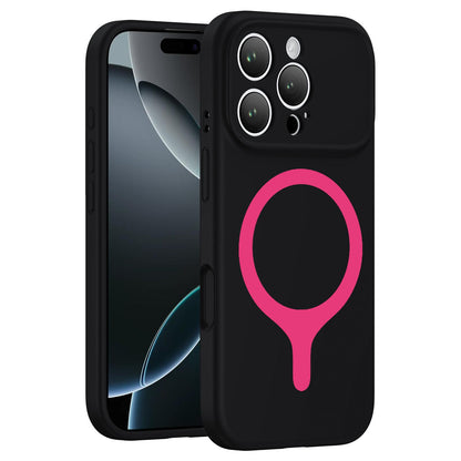 For iPhone 16 Pro Transforms Into 17 Series Liquid Silicone Magnetic Phone Case - Black - EDA009893606B