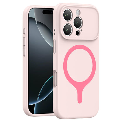 For iPhone 16 Pro Transforms Into 17 Series Liquid Silicone Magnetic Phone Case - Pink - EDA009893606C