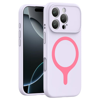 For iPhone 16 Pro Transforms Into 17 Series Liquid Silicone Magnetic Phone Case - Purple - EDA009893606E