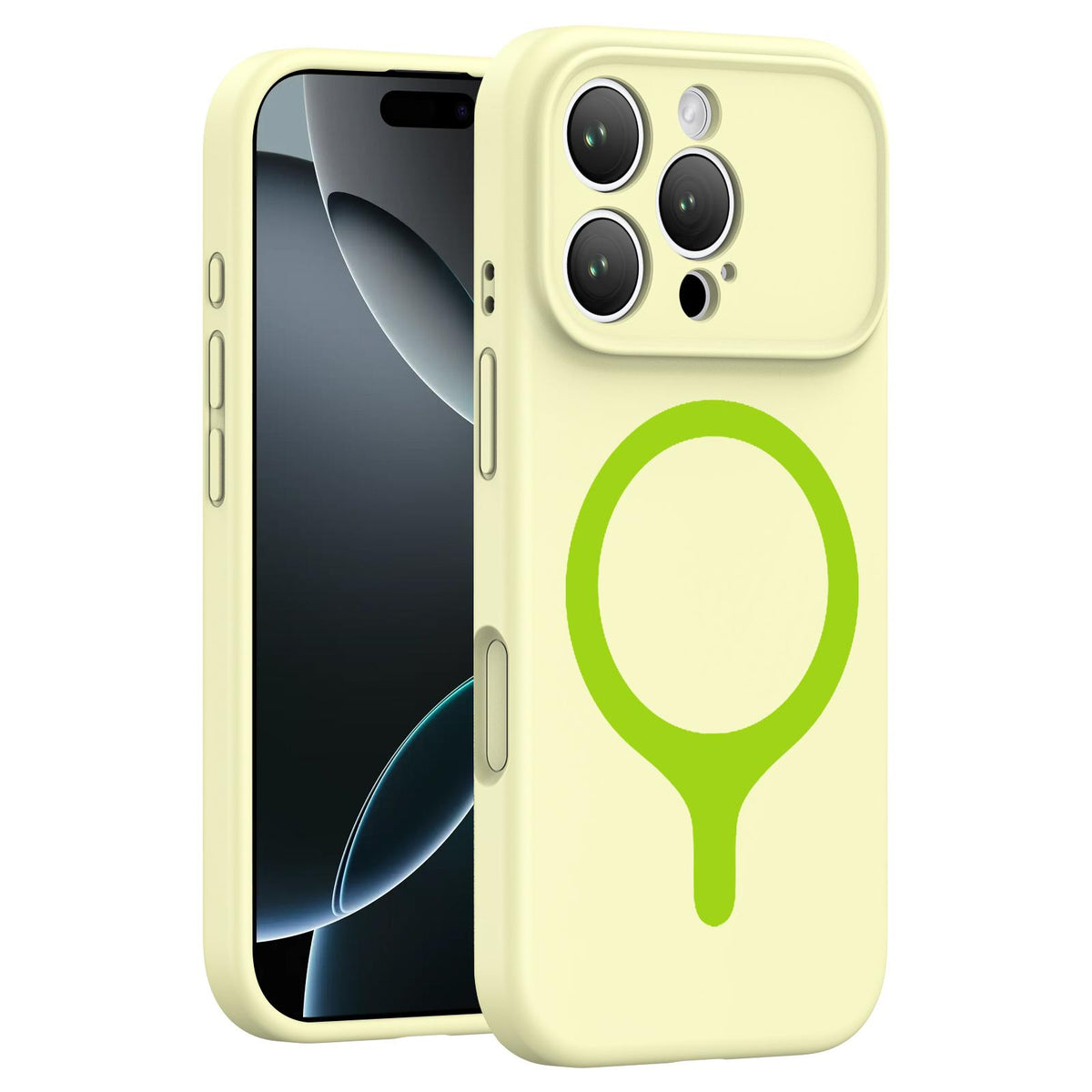 For iPhone 16 Pro Transforms Into 17 Series Liquid Silicone Magnetic Phone Case - Yellow - EDA009893606F