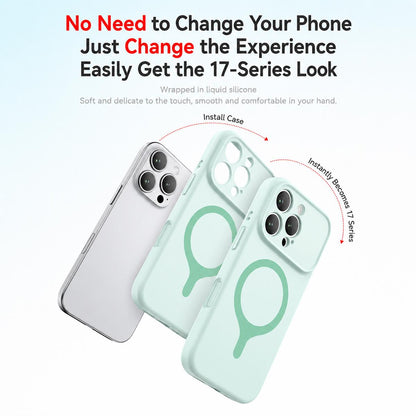 For iPhone 16 Pro Transforms Into 17 Series Liquid Silicone Magnetic Phone Case - Grey - EDA009893606G