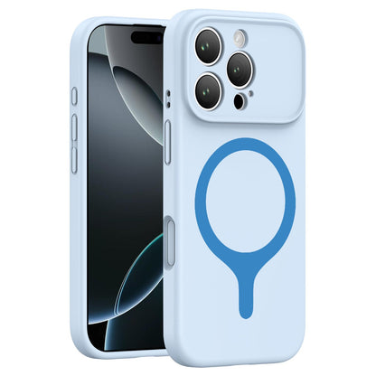 For iPhone 16 Pro Transforms Into 17 Series Liquid Silicone Magnetic Phone Case - Cloud Blue - EDA009893606H