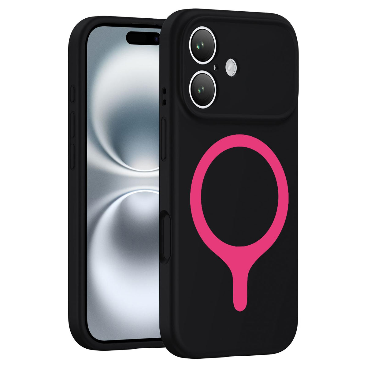 For iPhone 16 Transforms Into 17 Series Liquid Silicone Magnetic Phone Case - Black - EDA009893607B