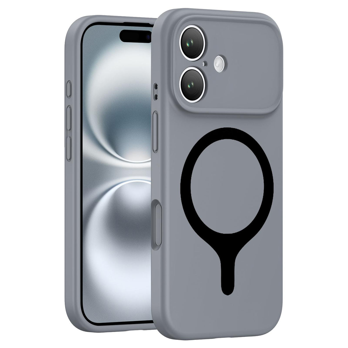For iPhone 16 Transforms Into 17 Series Liquid Silicone Magnetic Phone Case - Grey - EDA009893607G