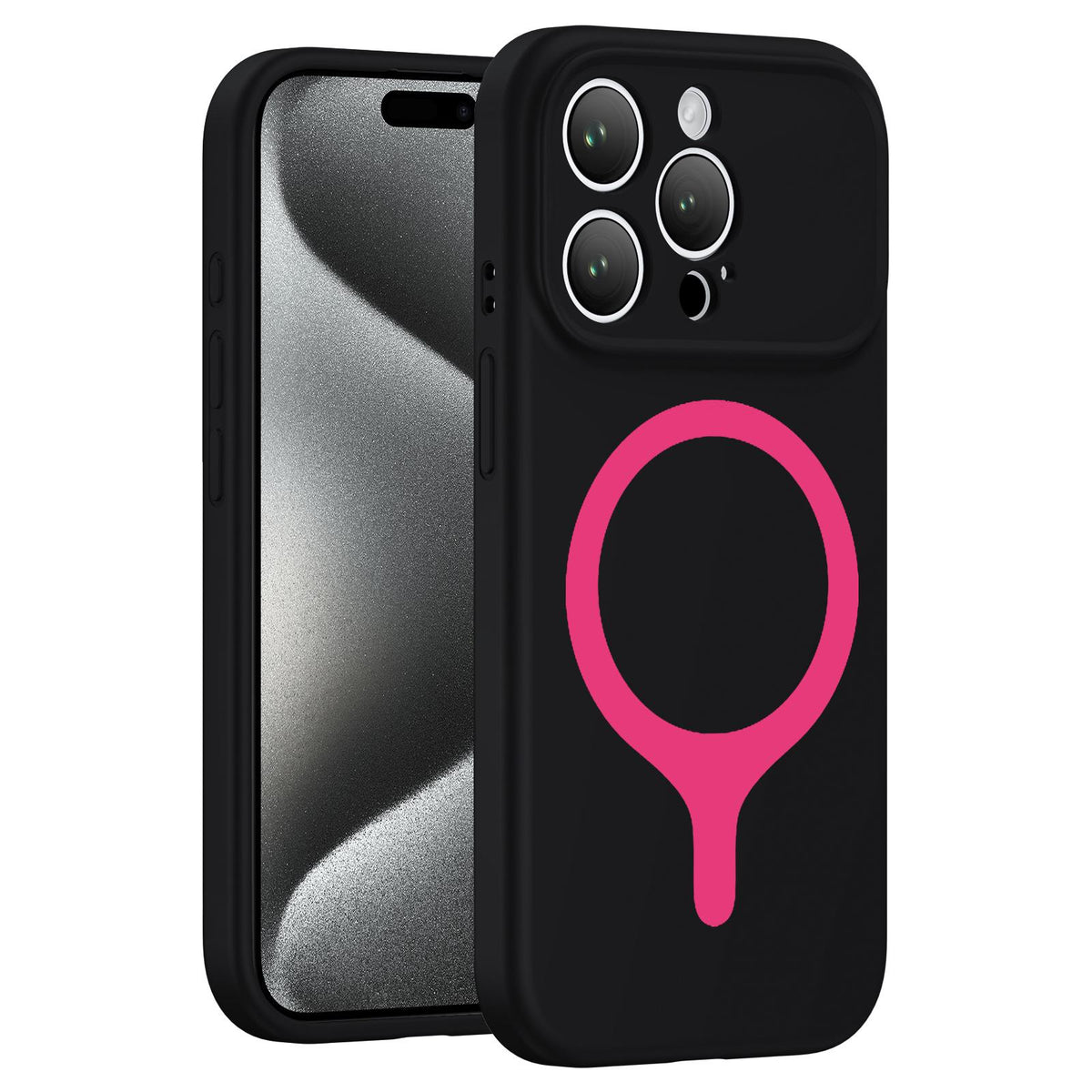 For iPhone 15 Pro Max Transforms Into 17 Series Liquid Silicone Magnetic Phone Case - Black - EDA009893608B