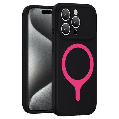 For iPhone 15 Pro Max Transforms Into 17 Series Liquid Silicone Magnetic Phone Case - Black - EDA009893608B