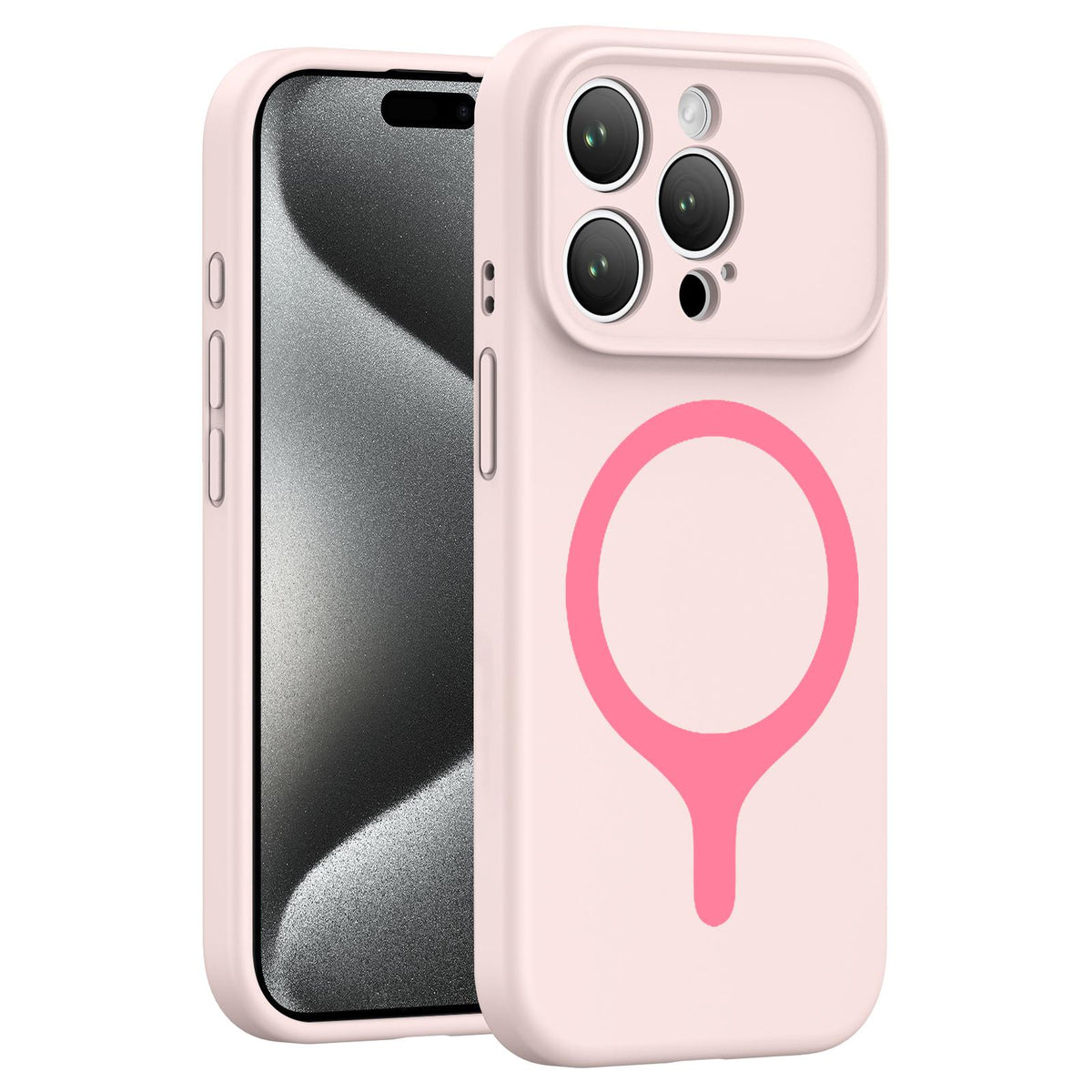 For iPhone 15 Pro Max Transforms Into 17 Series Liquid Silicone Magnetic Phone Case - Pink - EDA009893608C
