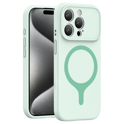 For iPhone 15 Pro Max Transforms Into 17 Series Liquid Silicone Magnetic Phone Case - Green - EDA009893608D