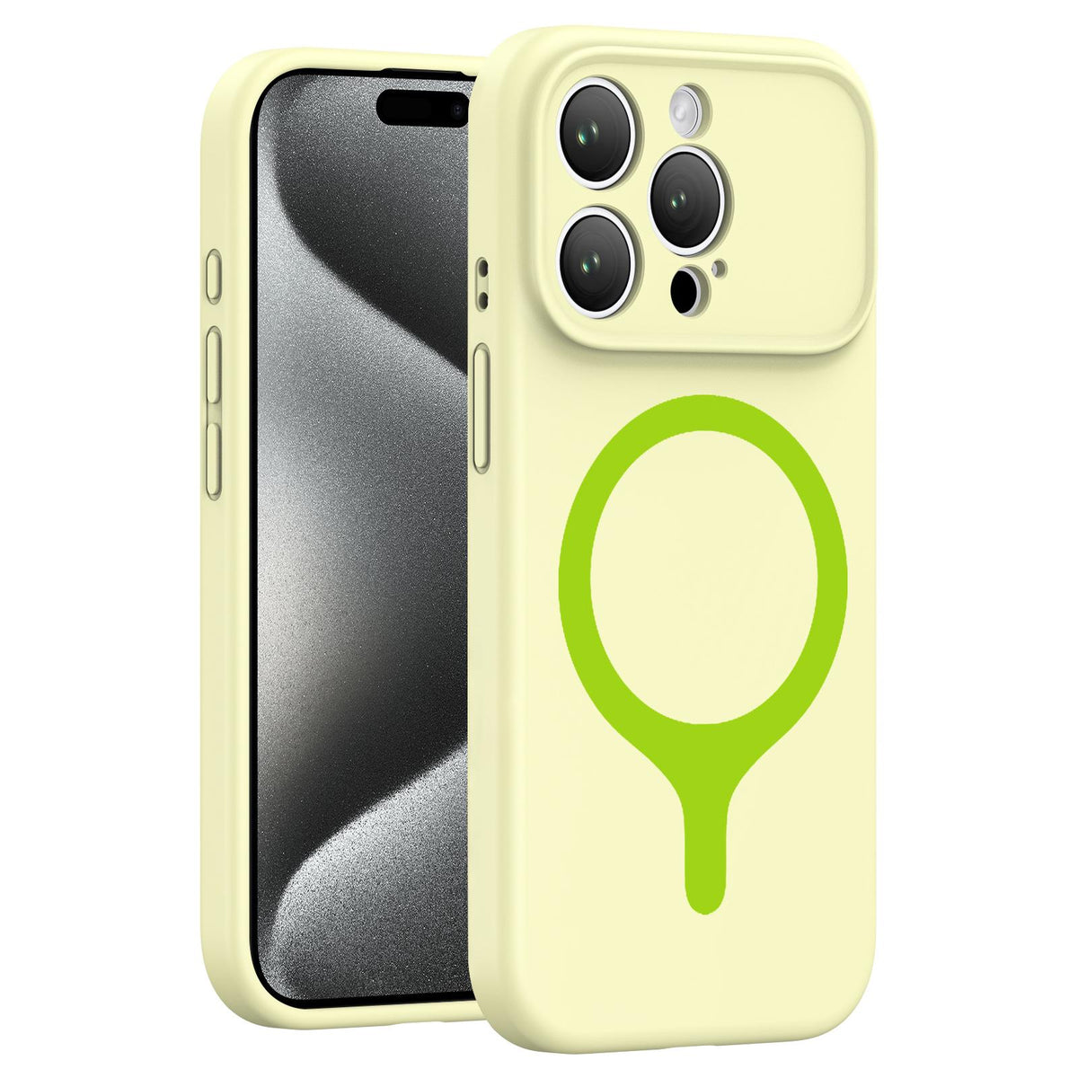 For iPhone 15 Pro Max Transforms Into 17 Series Liquid Silicone Magnetic Phone Case - Yellow - EDA009893608F