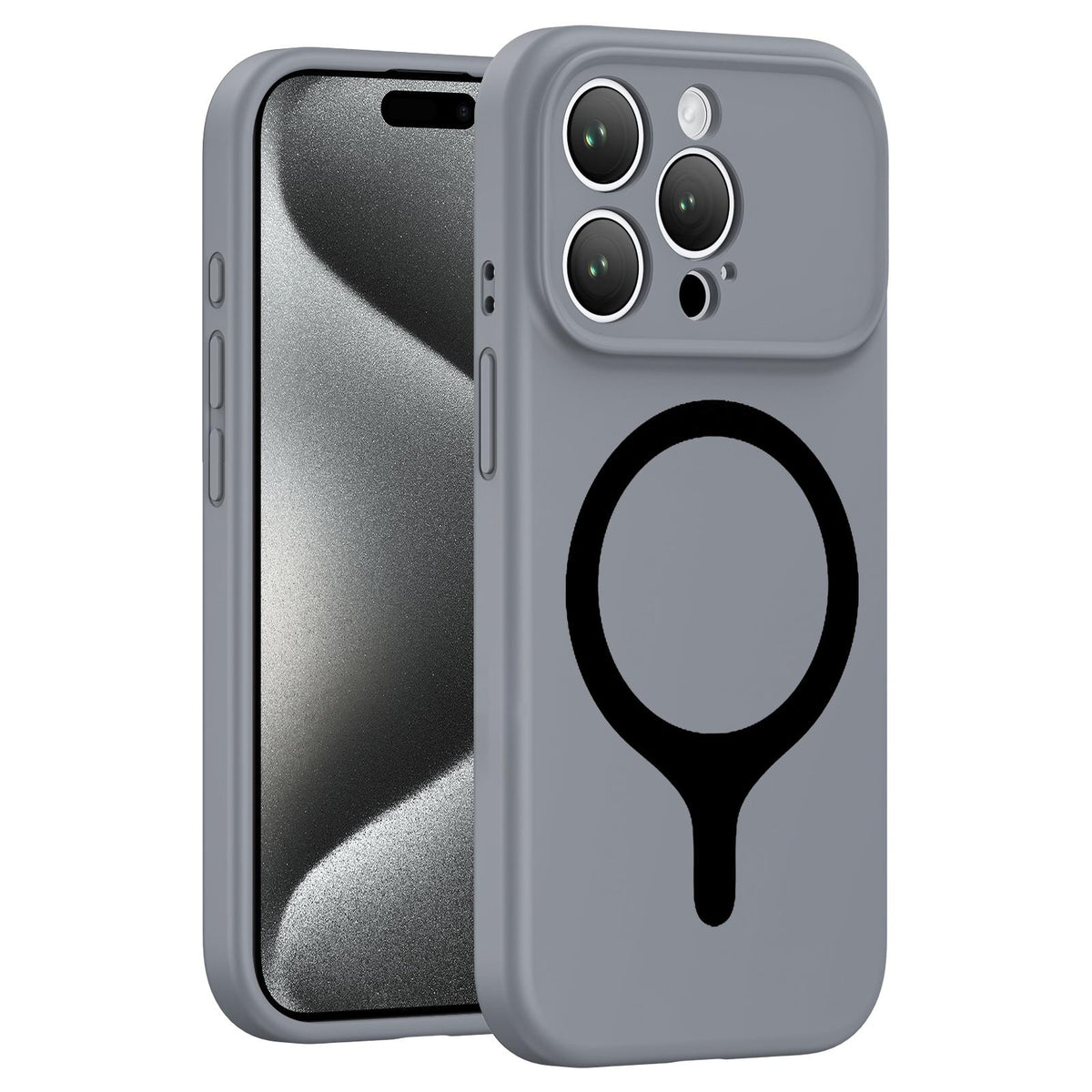 For iPhone 15 Pro Max Transforms Into 17 Series Liquid Silicone Magnetic Phone Case - Grey - EDA009893608G