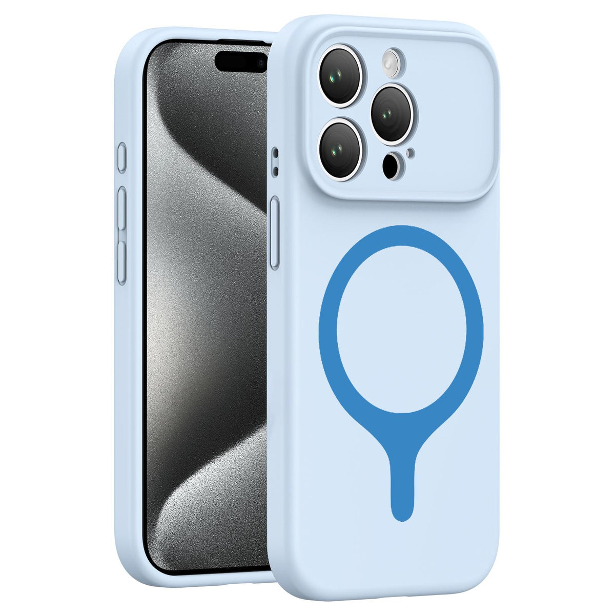 For iPhone 15 Pro Max Transforms Into 17 Series Liquid Silicone Magnetic Phone Case - Cloud Blue - EDA009893608H