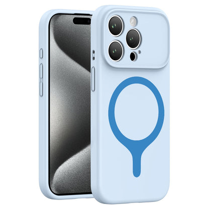 For iPhone 15 Pro Max Transforms Into 17 Series Liquid Silicone Magnetic Phone Case - Cloud Blue - EDA009893608H