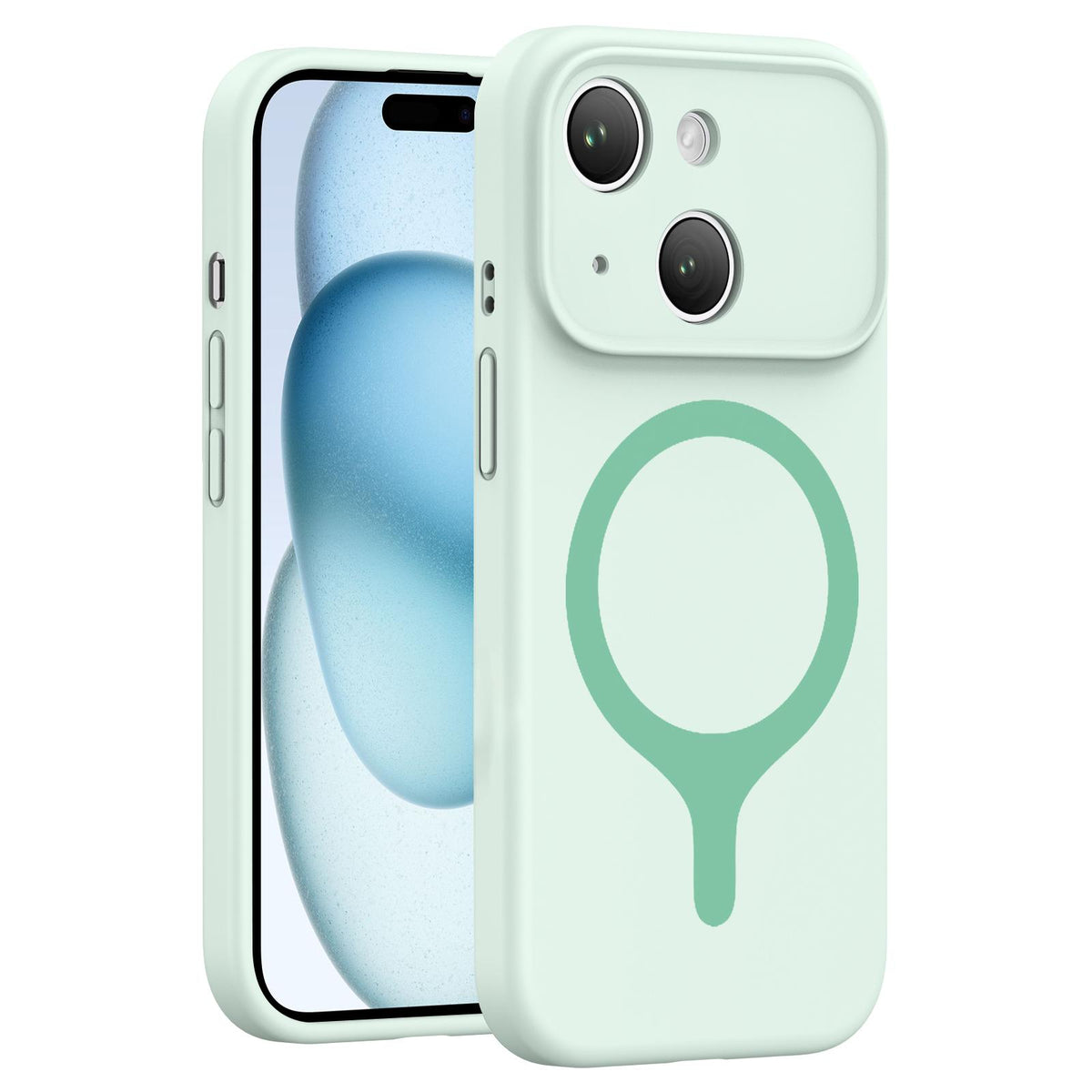 For iPhone 15 Transforms Into 17 Series Liquid Silicone Magnetic Phone Case - Green - EDA009893610D