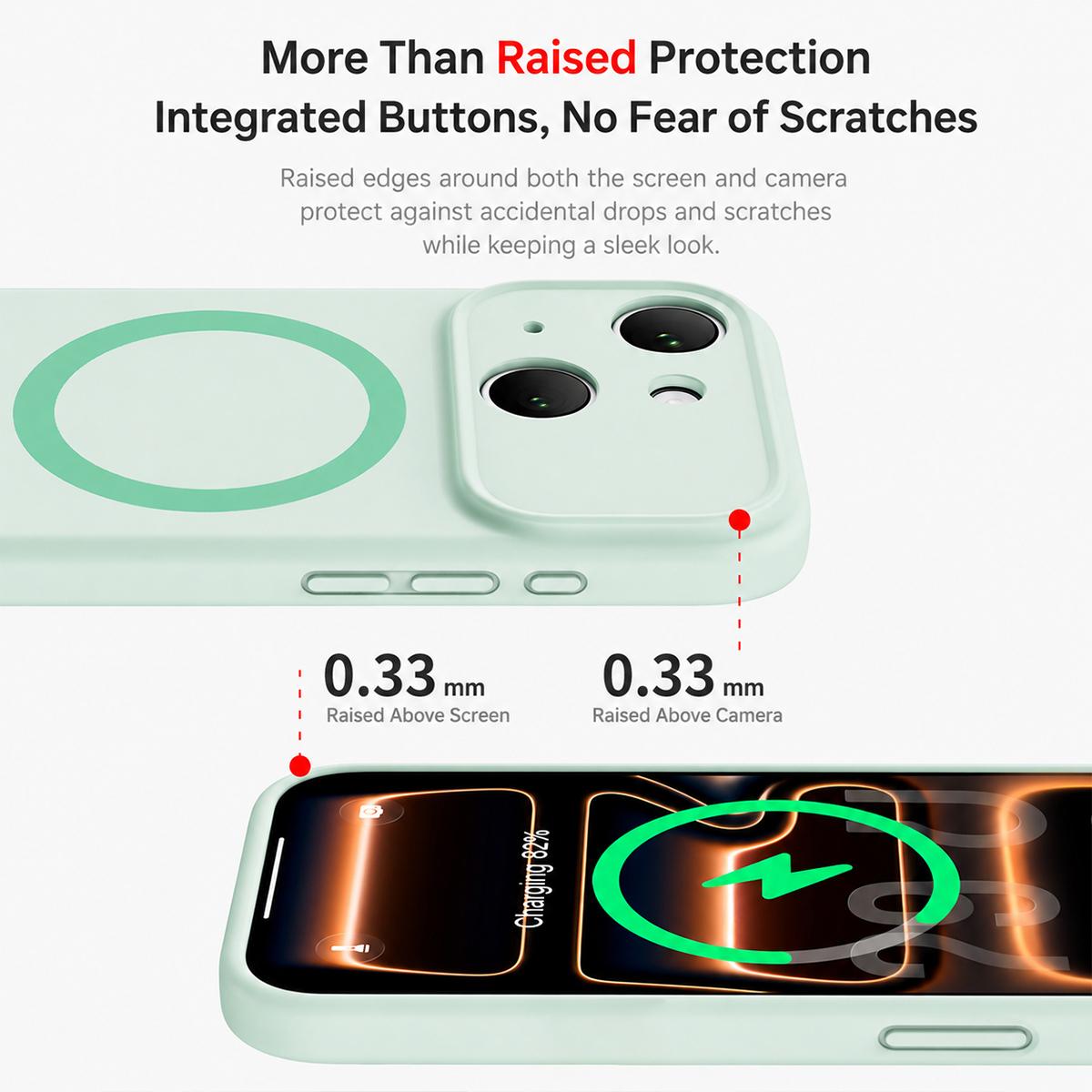 For iPhone 15 Transforms Into 17 Series Liquid Silicone Magnetic Phone Case - Green - EDA009893610D