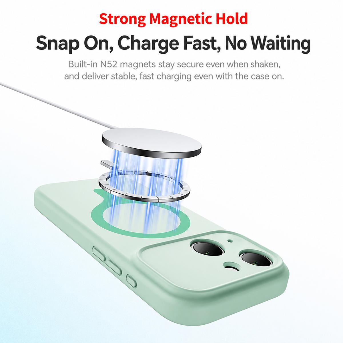 For iPhone 15 Transforms Into 17 Series Liquid Silicone Magnetic Phone Case - Yellow - EDA009893610F