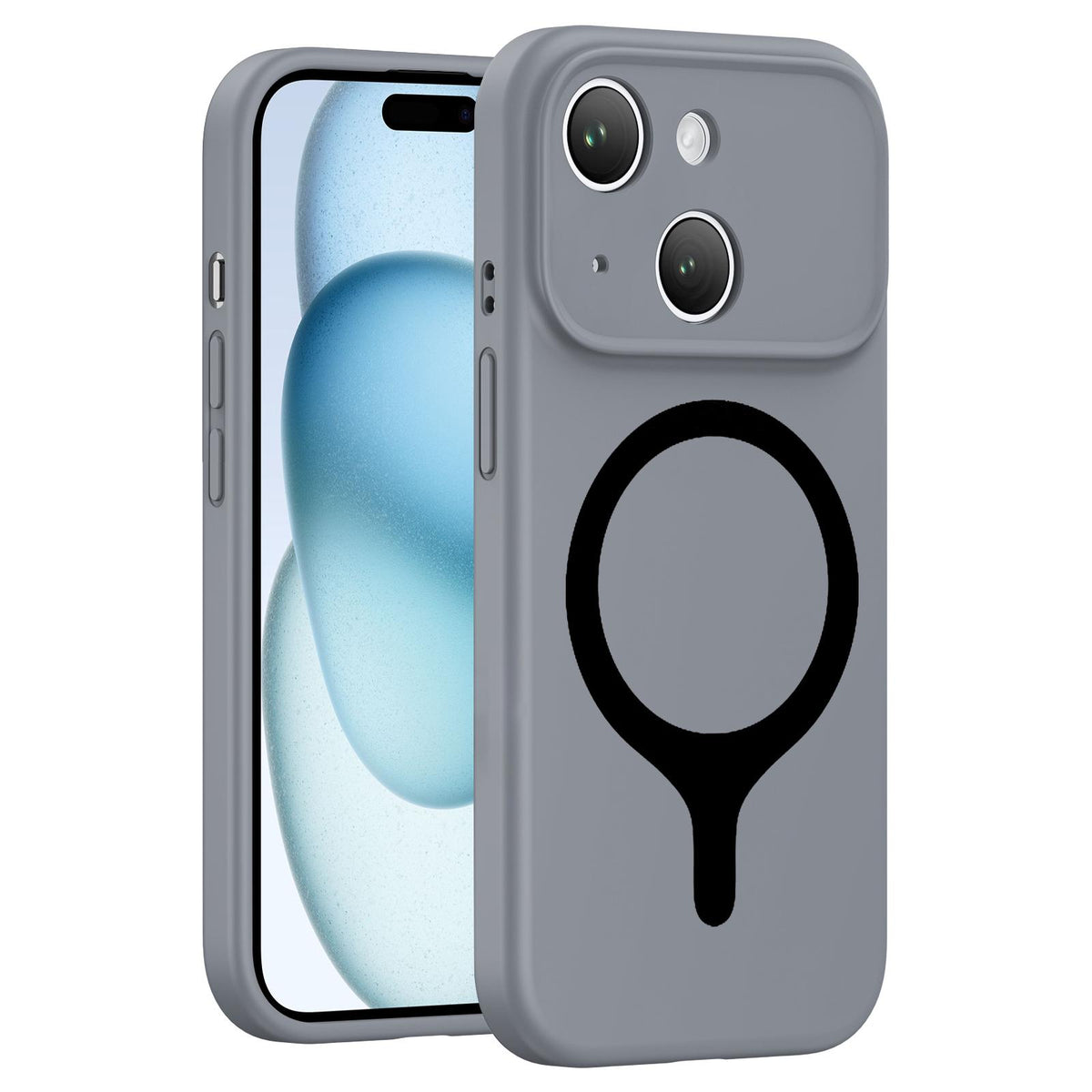 For iPhone 15 Transforms Into 17 Series Liquid Silicone Magnetic Phone Case - Grey - EDA009893610G