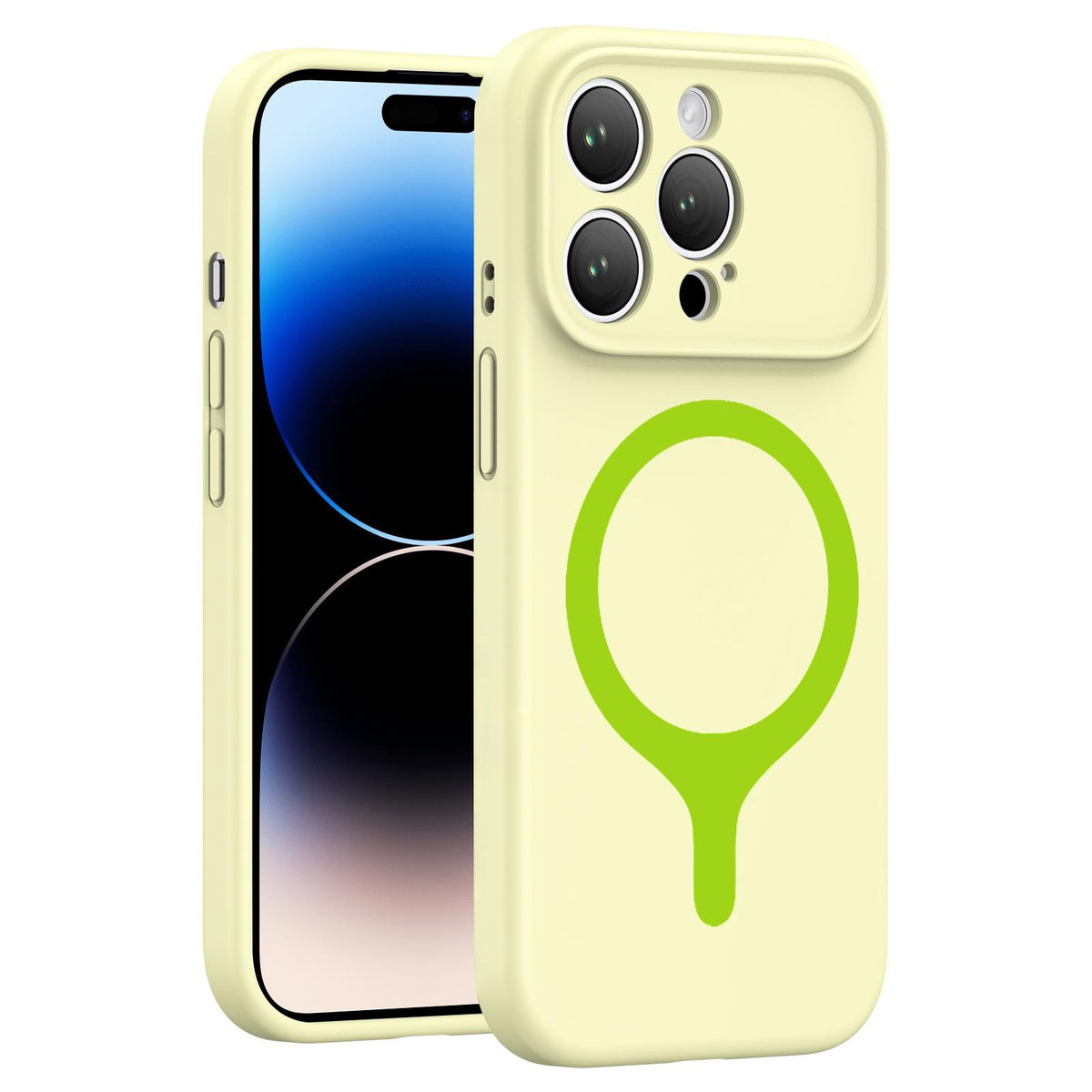For iPhone 14 Pro Max Transforms Into 17 Series Liquid Silicone Magnetic Phone Case - Yellow - EDA009893611F