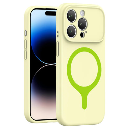 For iPhone 14 Pro Max Transforms Into 17 Series Liquid Silicone Magnetic Phone Case - Yellow - EDA009893611F