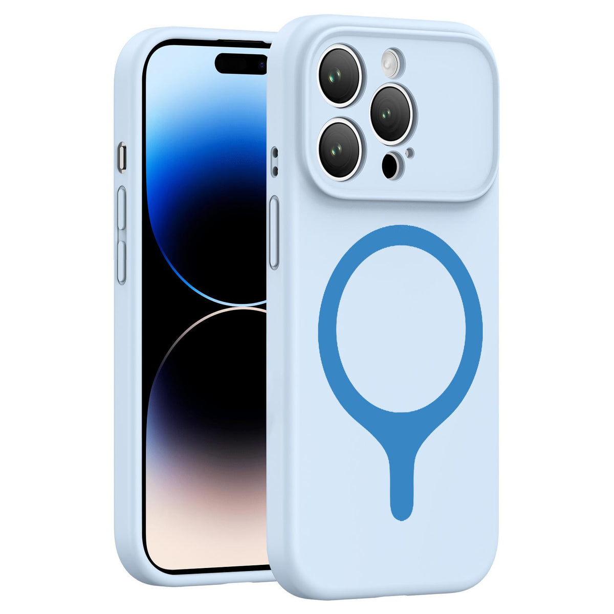 For iPhone 14 Pro Max Transforms Into 17 Series Liquid Silicone Magnetic Phone Case - Cloud Blue - EDA009893611H