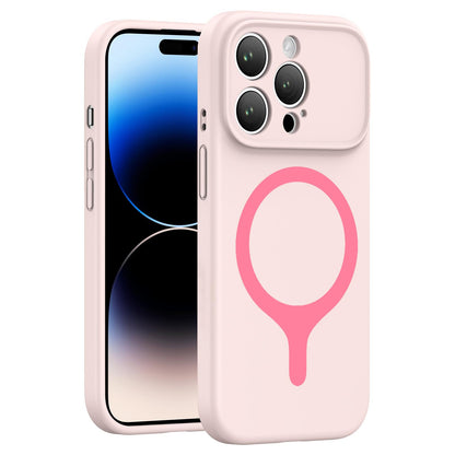 For iPhone 14 Pro Transforms Into 17 Series Liquid Silicone Magnetic Phone Case - Pink - EDA009893612C
