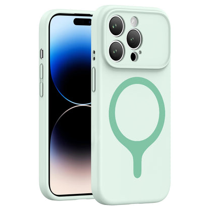 For iPhone 14 Pro Transforms Into 17 Series Liquid Silicone Magnetic Phone Case - Green - EDA009893612D