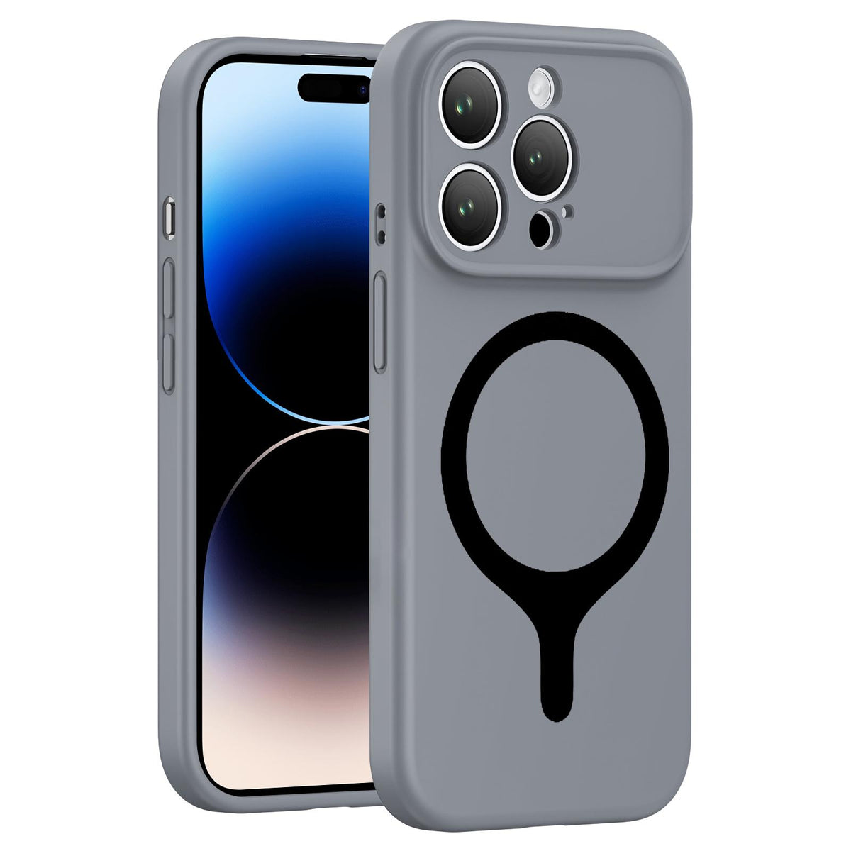 For iPhone 14 Pro Transforms Into 17 Series Liquid Silicone Magnetic Phone Case - Grey - EDA009893612G