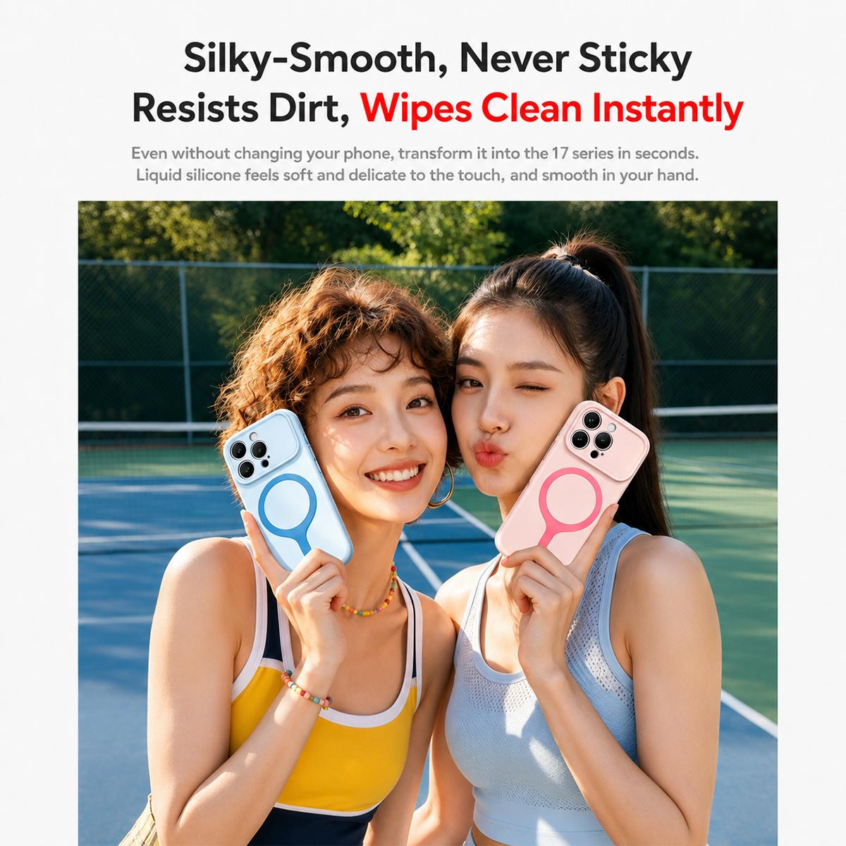For iPhone 14 Pro Transforms Into 17 Series Liquid Silicone Magnetic Phone Case - Cloud Blue - EDA009893612H