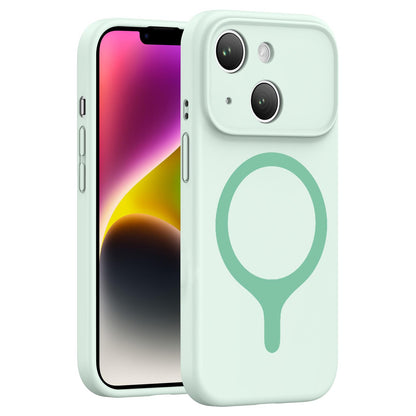 For iPhone 14 Transforms Into 17 Series Liquid Silicone Magnetic Phone Case - Green - EDA009893613D