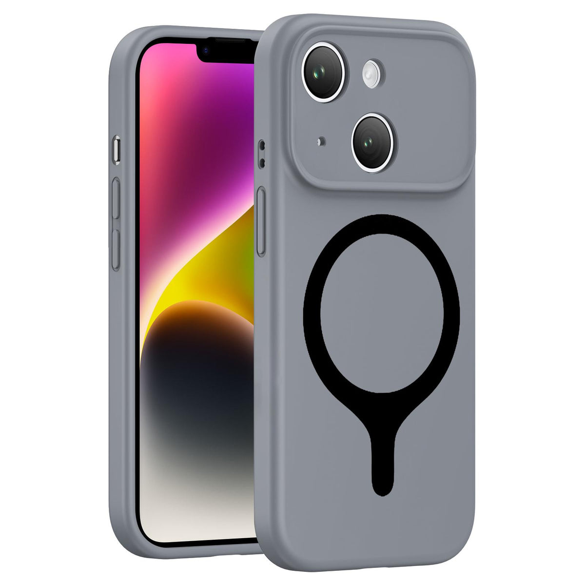 For iPhone 14 Transforms Into 17 Series Liquid Silicone Magnetic Phone Case - Grey - EDA009893613G