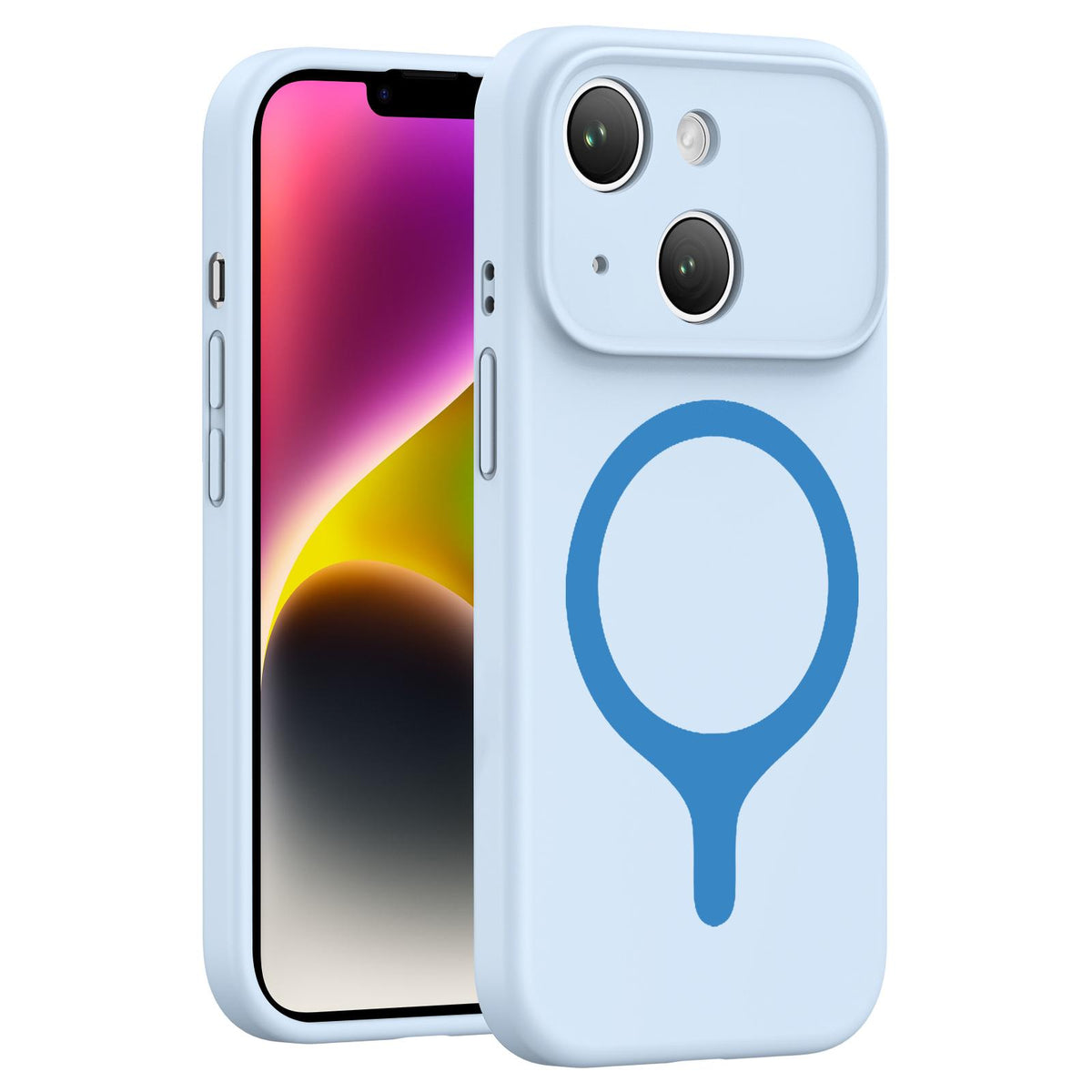 For iPhone 14 Transforms Into 17 Series Liquid Silicone Magnetic Phone Case - Cloud Blue - EDA009893613H