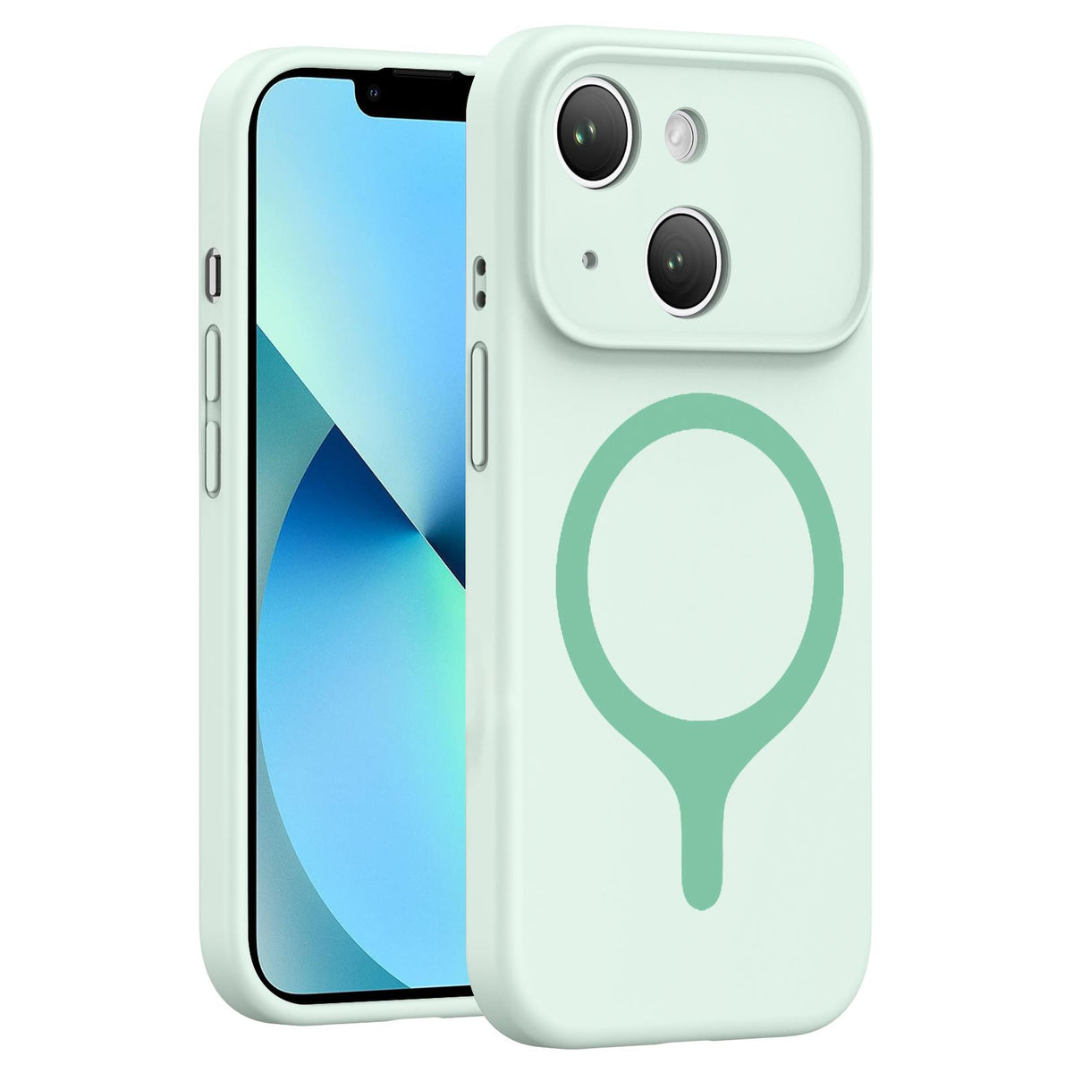 For iPhone 13 Transforms Into 17 Series Liquid Silicone Magnetic Phone Case - Green - EDA009893614D