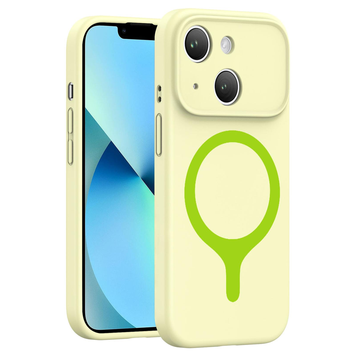 For iPhone 13 Transforms Into 17 Series Liquid Silicone Magnetic Phone Case - Yellow - EDA009893614F