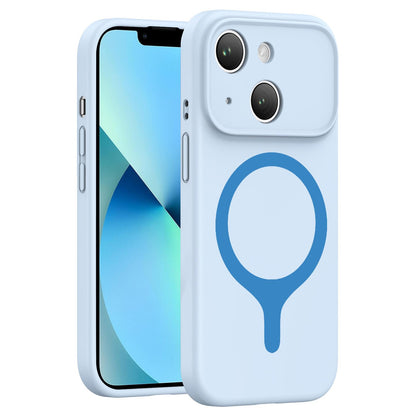 For iPhone 13 Transforms Into 17 Series Liquid Silicone Magnetic Phone Case - Cloud Blue - EDA009893614H