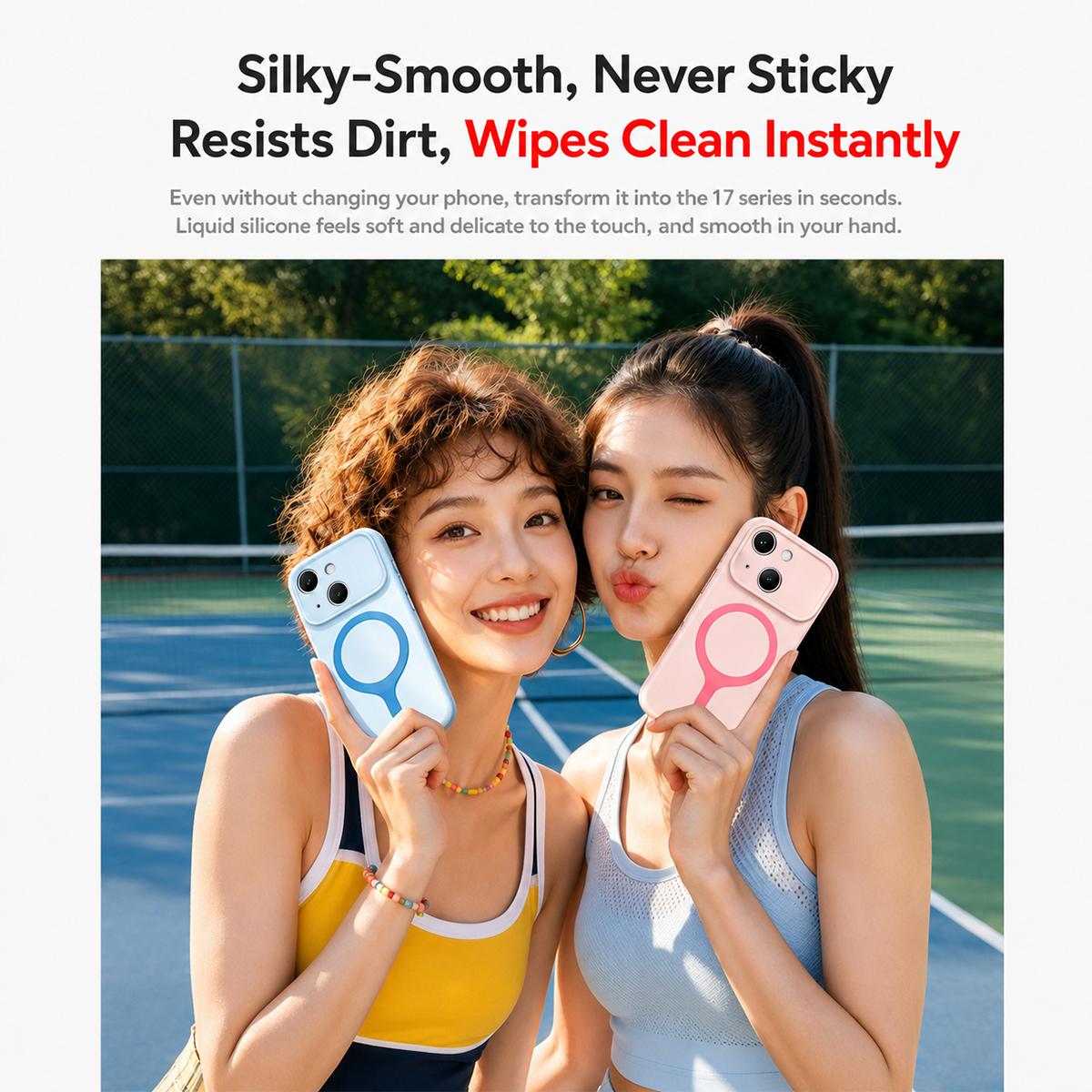 For iPhone 13 Transforms Into 17 Series Liquid Silicone Magnetic Phone Case - Cloud Blue - EDA009893614H