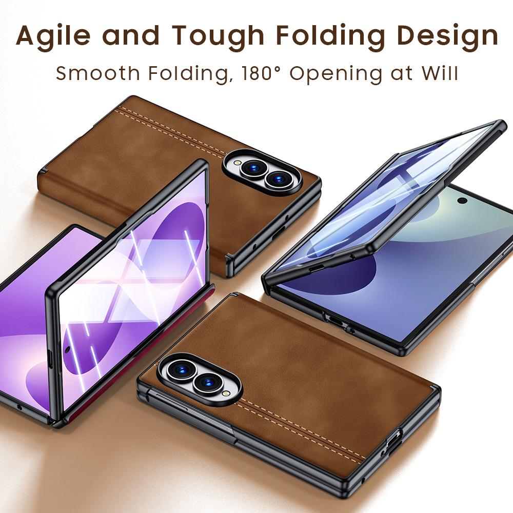 For Galaxy Z Fold8 5G Sheepskin Texture Hinge Protective Phone Case - Red - EDA009894201A