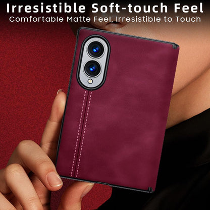 For Galaxy Z Fold8 5G Sheepskin Texture Hinge Protective Phone Case - Red - EDA009894201A