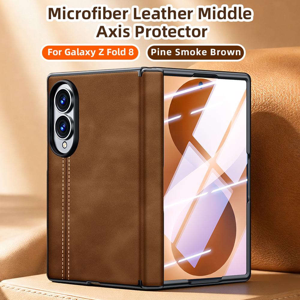 For Galaxy Z Fold8 5G Sheepskin Texture Hinge Protective Phone Case - Brown - EDA009894201B