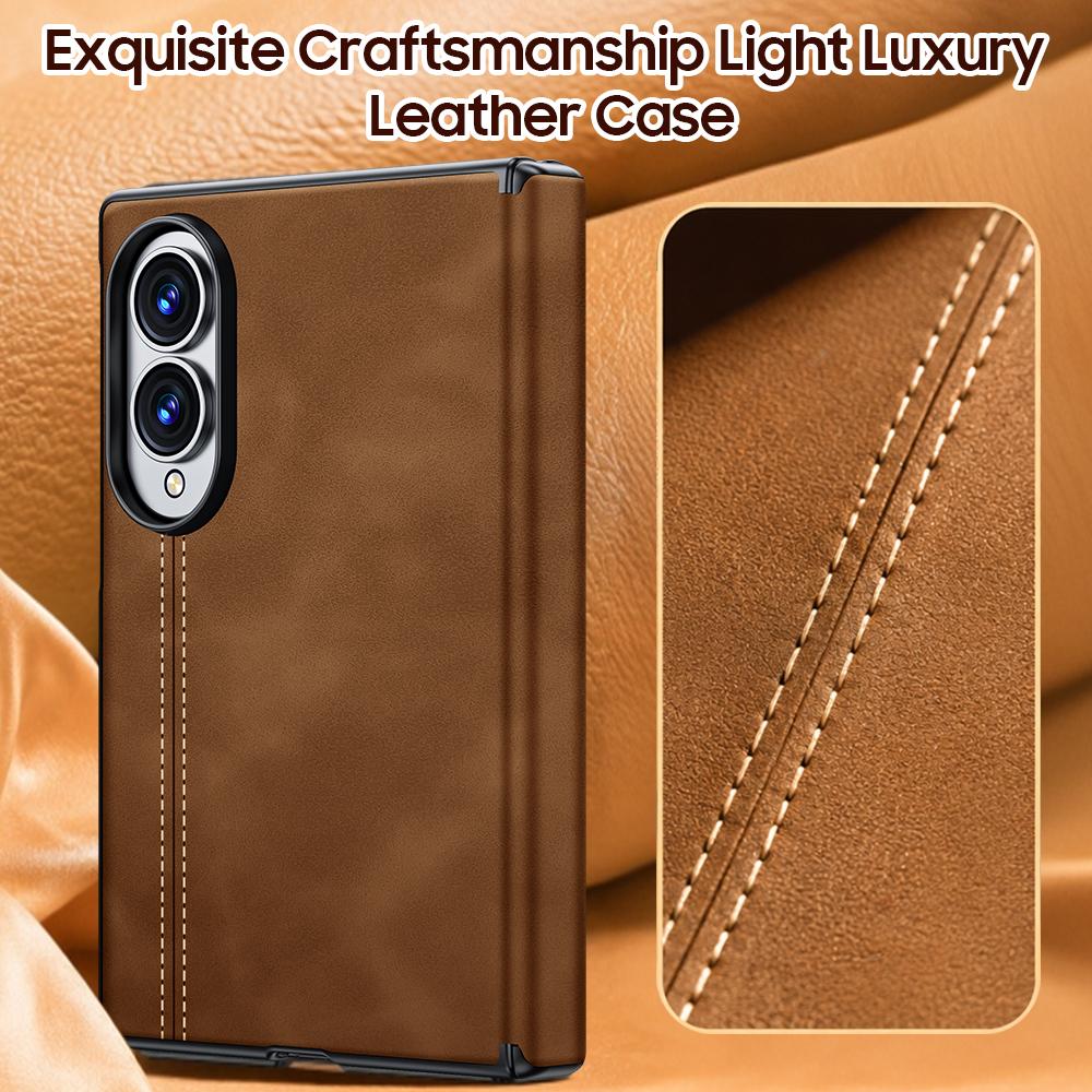 For Galaxy Z Fold8 5G Sheepskin Texture Hinge Protective Phone Case - Brown - EDA009894201B