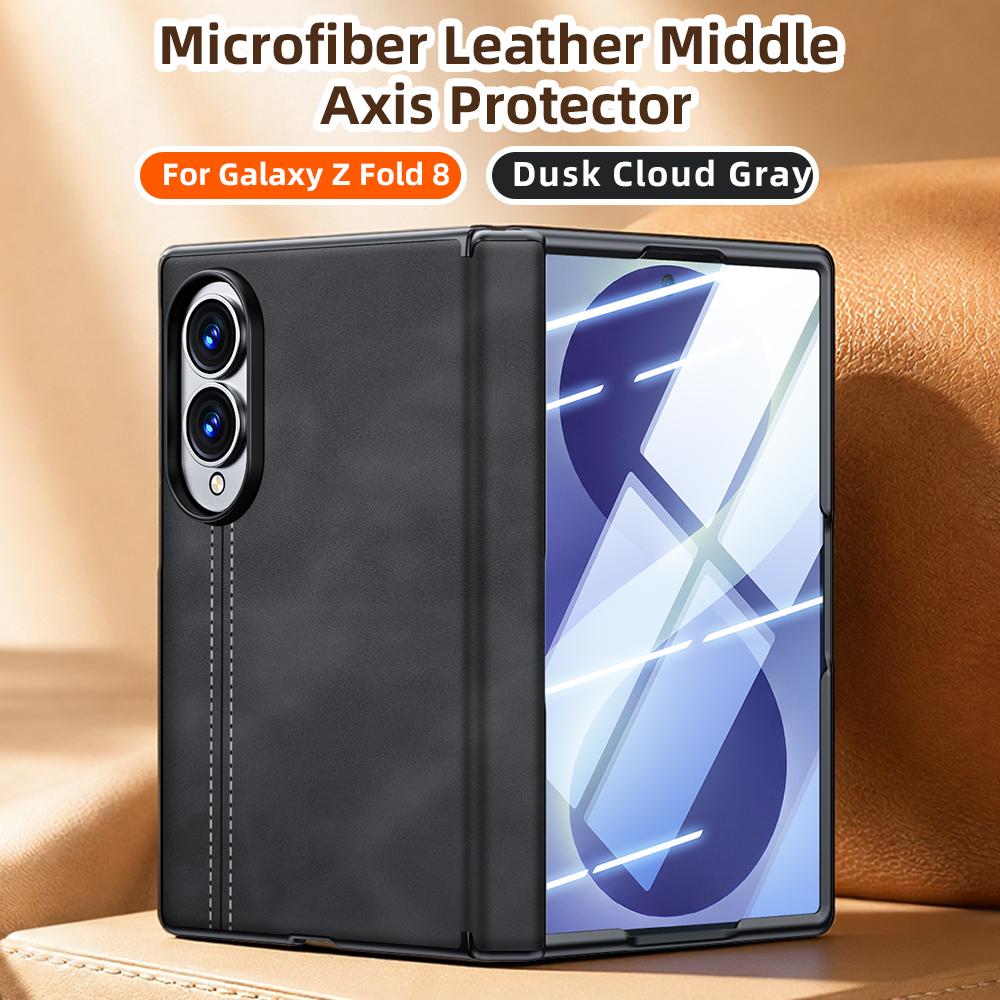 For Galaxy Z Fold8 5G Sheepskin Texture Hinge Protective Phone Case - Black - EDA009894201C