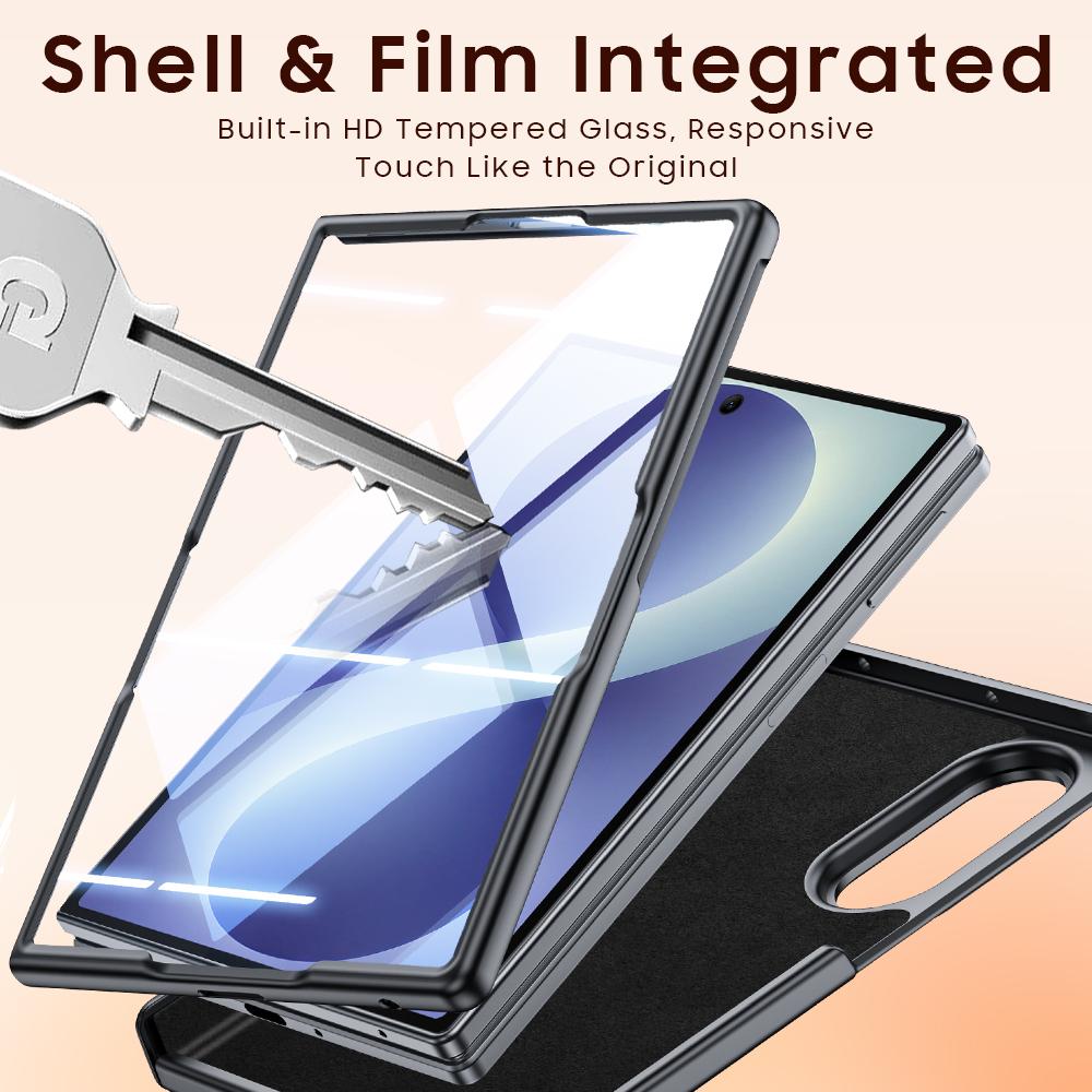 For Galaxy Z Fold8 5G Sheepskin Texture Hinge Protective Phone Case - Black - EDA009894201C