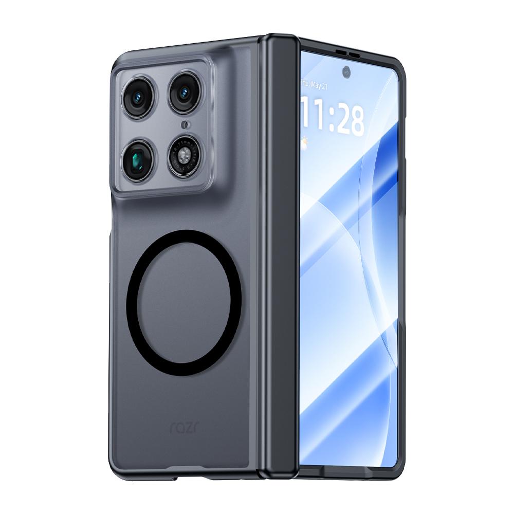 For Motorola Razr Fold 5G  Intergrated Shell And Flim Skin Feel Translucent Magnetic Phone Case - Black - EDA009894501A