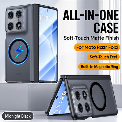 For Motorola Razr Fold 5G  Intergrated Shell And Flim Skin Feel Translucent Magnetic Phone Case - Black - EDA009894501A