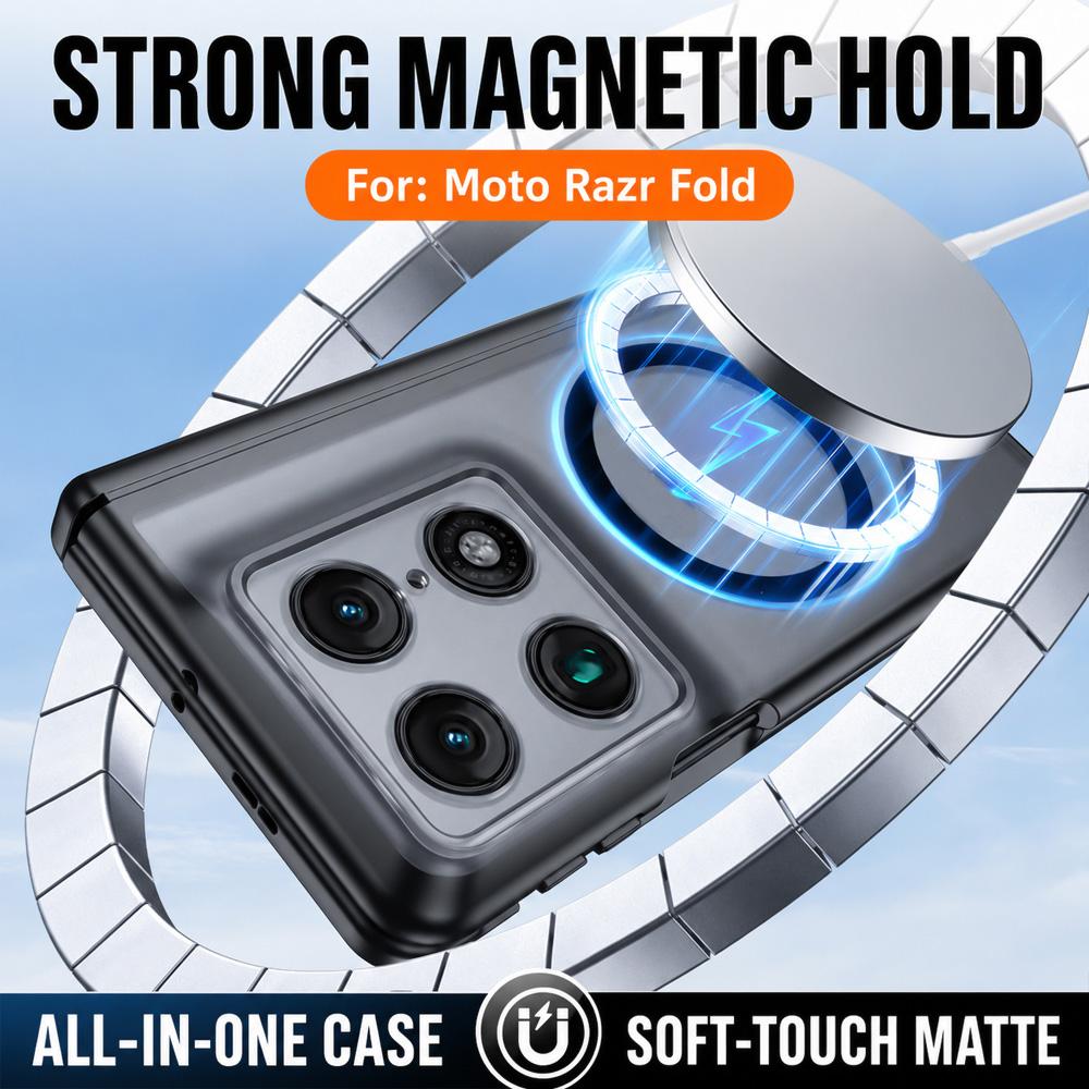 For Motorola Razr Fold 5G  Intergrated Shell And Flim Skin Feel Translucent Magnetic Phone Case - Black - EDA009894501A