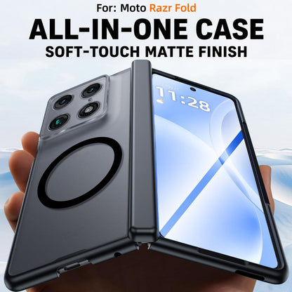 For Motorola Razr Fold 5G  Intergrated Shell And Flim Skin Feel Translucent Magnetic Phone Case - Black - EDA009894501A