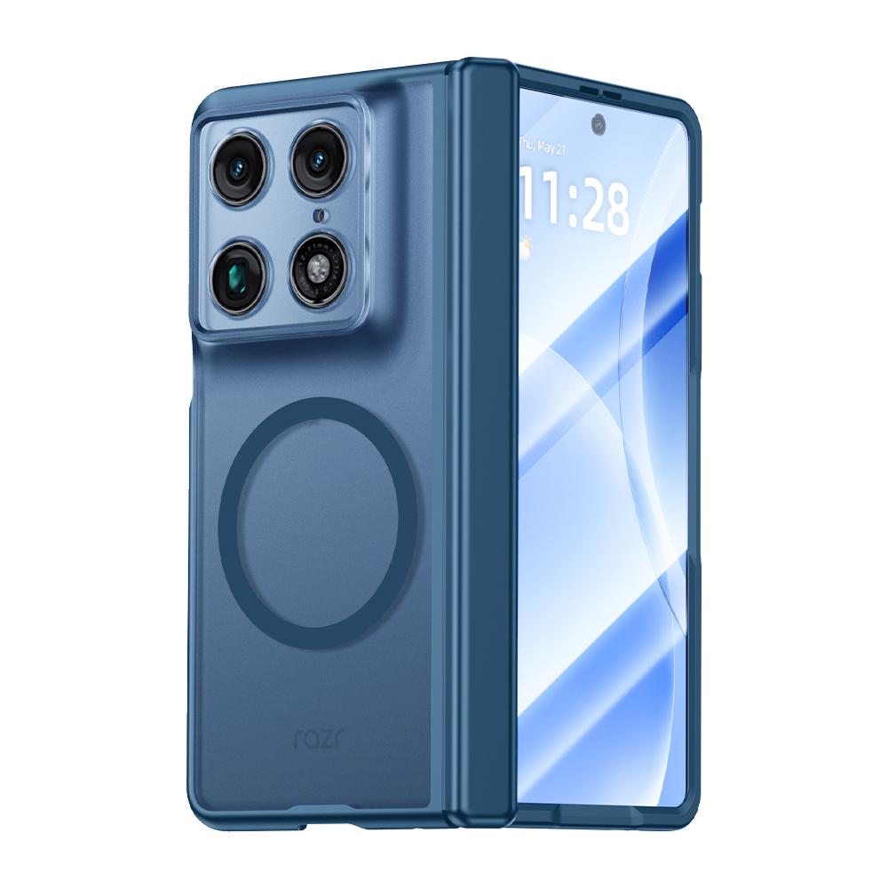 For Motorola Razr Fold 5G  Intergrated Shell And Flim Skin Feel Translucent Magnetic Phone Case - Blue - EDA009894501B