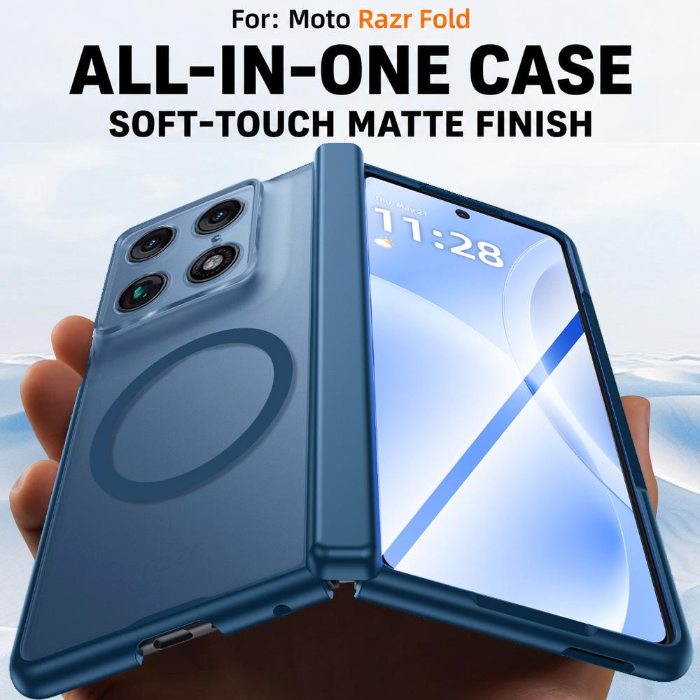 For Motorola Razr Fold 5G  Intergrated Shell And Flim Skin Feel Translucent Magnetic Phone Case - Blue - EDA009894501B