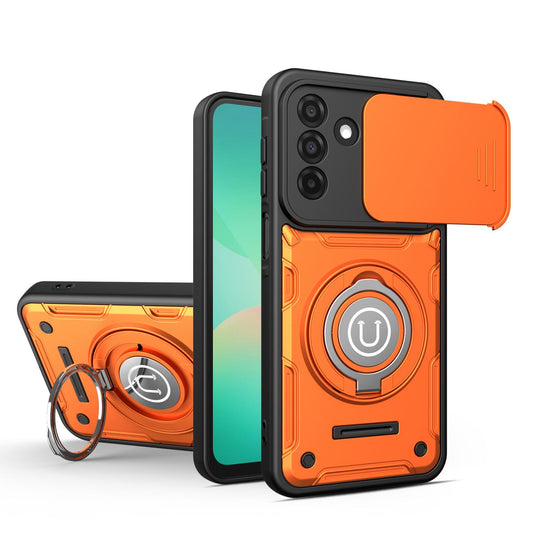 For ZTE Blade V80 Max 4G Sliding Camshield Holder Magnetic Phone Case - Orange - EDA009894901A